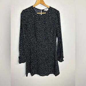 Rihoas Black Polka Dot Mini Dress Size L Shiffon Lightweight Summer Chic